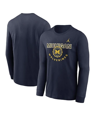 Nike Men's College Navy Michigan Wolverines Slogan Long Sleeve T-Shirt