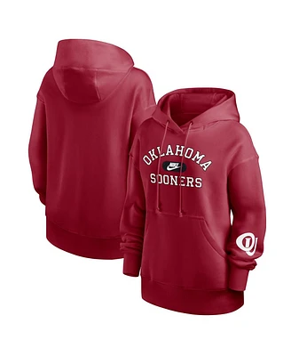 Nike Women's Crimson Oklahoma Sooners Oversized Legacy Phoenix Foundational Stack Pullover Hoodie