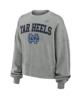 Nike Women's Heather Gray North Carolina Tar Heels Legacy Fleece Classic Arch Oversized Cropped Tackle Twill Sweatshirt