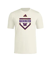 Adidas Men's Cream Washington Huskies Home Plate Pre-Game T-Shirt