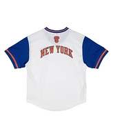 Mitchell & Ness Men's White New York Knicks Fashion Mesh V-Neck Top