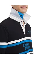 Tommy Hilfiger Men's Black Carolina Panthers Cory Varsity Rugby Long Sleeve T-Shirt