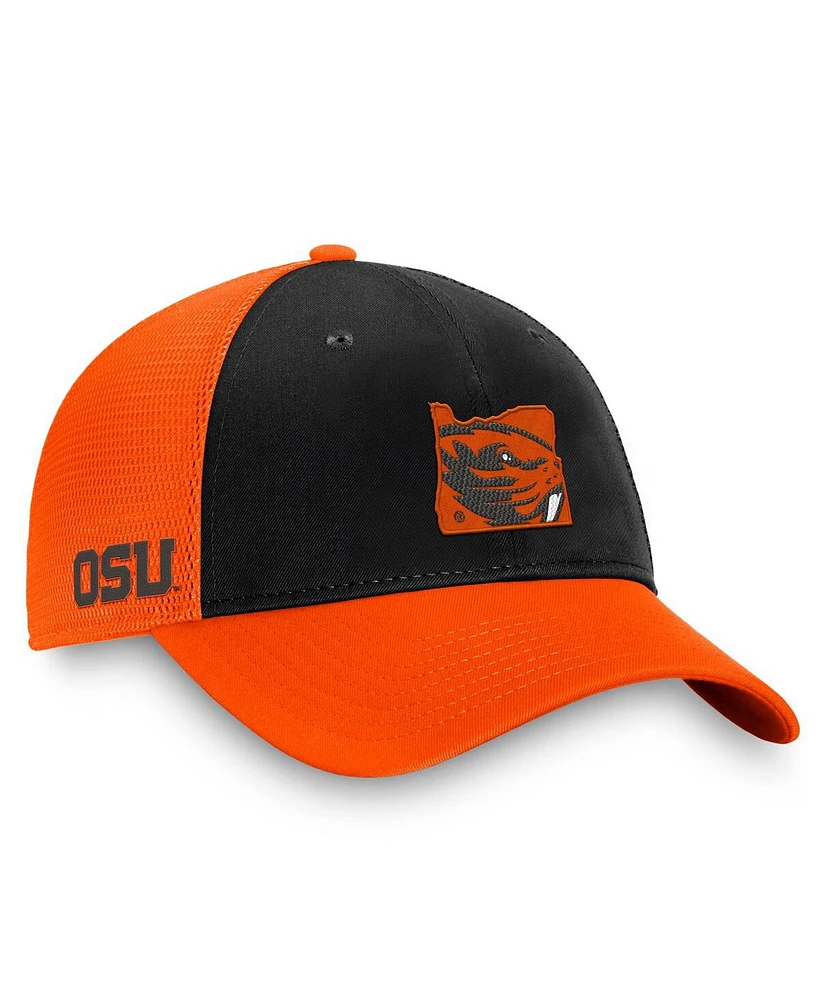 Top of the World Men's Black/Orange Oregon State Beavers Origin Trucker Adjustable Hat