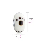 Bling Jewelry Dog Cat Puppy Kitten Bff Pet Murano Glass Paw Print Spacer Charm Bead .925 Sterling Silver Core