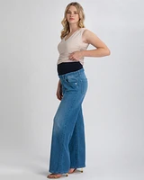 Pietro Brunelli Maternity High-Waist Elastic Band Wide-Leg Jeans