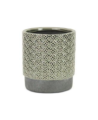 Round Geometric Ceramic Planter – Stylish Pot for Indoor & Outdoor Plants