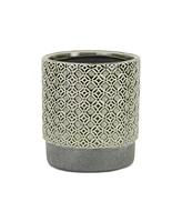 Round Geometric Ceramic Planter – Stylish Pot for Indoor & Outdoor Plants
