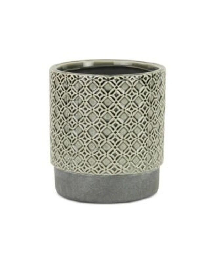 Round Geometric Ceramic Planter X2013 Stylish Pot For Indoor Outdoor Plants