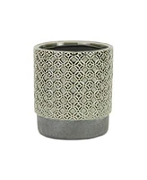 Round Geometric Ceramic Planter X2013 Stylish Pot For Indoor Outdoor Plants
