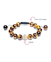Bling Jewelry Brown Tiger Eye Pave Crystal Ball Beads Shamballa Inspired Bracelet Cord String Adjustable