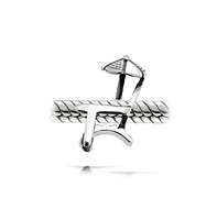 Bling Jewelry Tropical Umbrella Lounge Beach Chair Charm Bead Oxidized .925 Silver