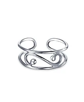 Bling Jewelry Open Spiral Pinky Midi Filigree Celtic Scroll Swirl Wide Toe Ring Oxidized .925 Silver Sterling Adjustable