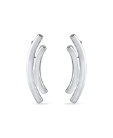 Bling Jewelry Minimalist Geometric Double Curved Bar Stud Earrings .925 Sterling Silver