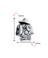 Bling Jewelry Bff Animal Puppy Top Hat Dog Bead Charm Oxidized .925 Sterling Silver