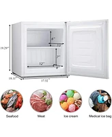 Cowsar 1.1 Cu.ft Upright Freezer , Compact Mini Freezer with Reversible Single Door, Temperature Control, Removable Shelves, White
