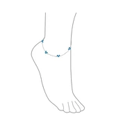 Bling Jewelry Summer Garden Butterfly Opal Charm Anklet Ankle Bracelet Sterling Silver 9-10 Inch