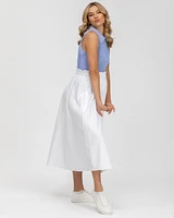 Pietro Brunelli Maternity Poplin Hidden Pocket Midi Olivia Skirt