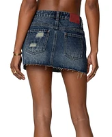 Edikted Women's Hunter Distressed Denim Mini Skirt