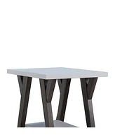Two-Tone End Table with Bottom Shelf for Stylish and Functional Storage