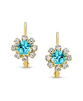 Bling Jewelry Delicate Floral Crystal Gold Plated Brass Lever Back Drop Flower Earrings