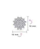 Bling Jewelry Elegant Halo Cz Cubic Zirconia Christmas Flower Snowflake Stud Earrings .925 Sterling Silver