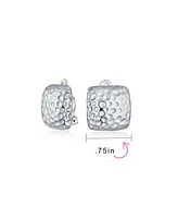 Bling Jewelry Geometric Casual Fashion Speckle Hammered Square Clip On Earrings Silver Gold Plated For Non Pierced Ears