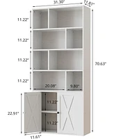 Bookcase with Doors, Tall Bookshelf with Storage, Bookshelves