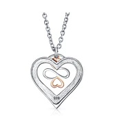 Bling Jewelry Ayllu Amulet Talisman Intertwine Symbol Heart Infinity Clover Love Luck Unity Inspirational Open Heart Charm Pendant Necklace Rose Gold