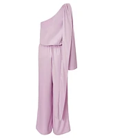 Quiz Women's One Sleeved Satin Jumpsuit With Scarf Detail