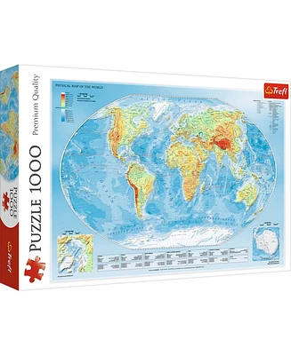 Trefl Red 1000 Piece Puzzle - Physical map of the world / Meridian