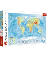 Trefl Red 1000 Piece Puzzle - Physical map of the world / Meridian