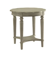 Solid Wood Round End Table with Shelf for Living Room or Bedroom