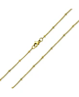 Bling Jewelry Thin Minimalist 1.5MM Yellow Gold Plated Stainless Steel Celestial Curb link with Tiny Stationary Ball Saturn Chain Necklace 16 18 20 In