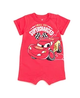 Cars Baby Boys Lightning McQueen Romper and Bucket Sun Hat Outfit Set