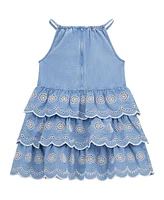 Guess Big Girls Denim Tiered Halter Neck Dress
