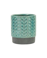 Ceramic Round Pot Planter with Geometric Design – Indoor/Outdoor Use