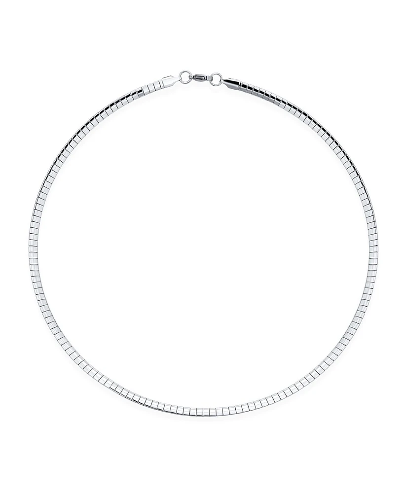 Bling Jewelry Omega Cubetto Chain Snake Flat Choker Necklace Two Tone Gold Plate Stainless Steel