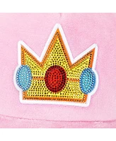 Super Mario Bros Princess Peach Rhinestone Crown Pink Trucker Hat-osfa