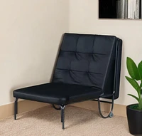 Tufted Faux Leather Convertible Chair – Modern and Functional Design