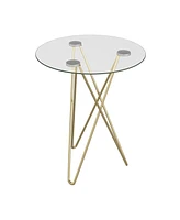 Geometric Clear Glass and Gold Round Table