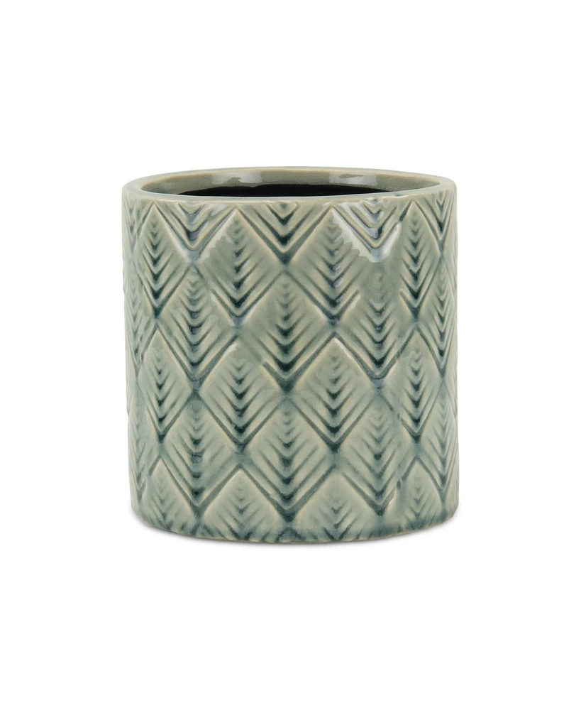 Ceramic Round Planter with Geometric Pattern – Versatile Pot for Home & Garden