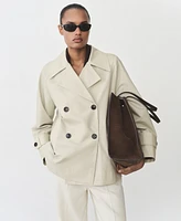 Mango Women's Short Double-Breasted Trench Coat