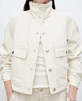 Mango Women's High Neck Pockets Cotton Jacket