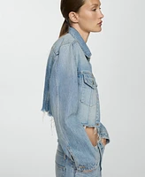 Mango Women's Denim Frayed Hem Jacket