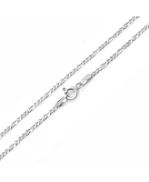 Bling Jewelry Simple Strong 50 Gauge .925 Sterling Silver Figaro Chain Anklet Ankle Bracelet Flexible 9 -10 Inch Made In Italy