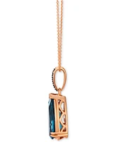 Le Vian Chocolatier Deep Sea Blue Topaz (3-1/2 ct. t.w.) & Chocolate Diamond (1/20 ct. t.w) Pendant Necklace in 14k Rose Gold, 20"