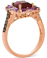 Le Vian Pomegranate Garnet (2-3/8 ct. t.w.), Grape Amethyst (3/8 ct. t.w.) & Diamond Halo Statement Ring in 14k Rose Gold