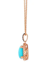 Le Vian Robins Egg Blue Turquoise (1-3/4 ct. t.w.), Nude Diamond (1/6 ct. t.w.) & Chocolate Diamond (1/20 ct. t.w.) Pendant Necklace in 14k Rose Gold,