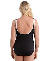 Shape Solver Sport by Mimi Flamingo Women's Shirred-Side Zip-Up One-Piece Swimsuit