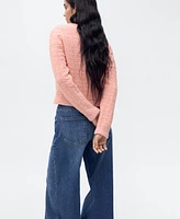 Mango Women's Jewel Buttons Tweed Effect Jacket